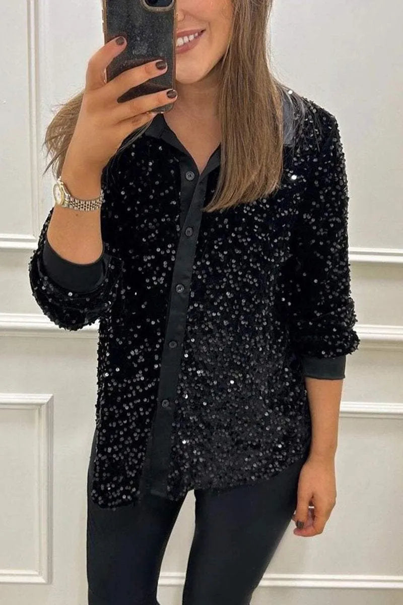 Shimmer Sequin Shirt - Elegant Sparkle Top For Party & Celebration Wear