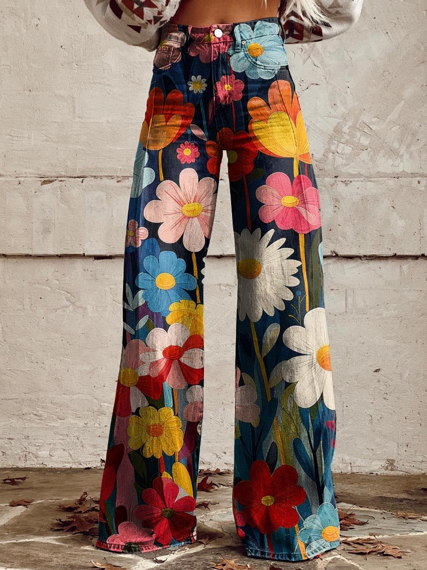 Floral Boho Pants – Lightweight, Relaxed Fit Women's Flowing Summer Trousers