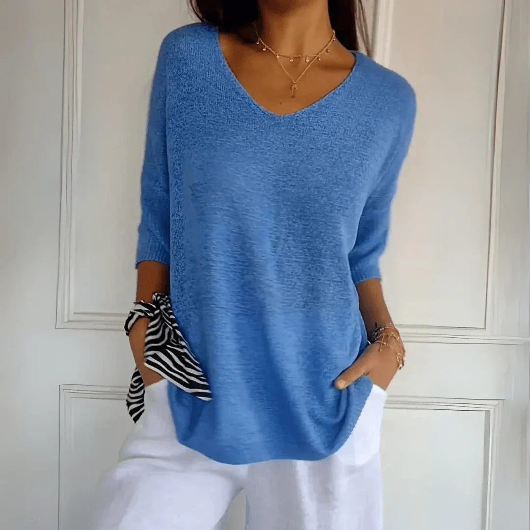 Relaxed Elegant Top – Lightweight Breathable V-Neck Blouse | Versatile Casual Wear