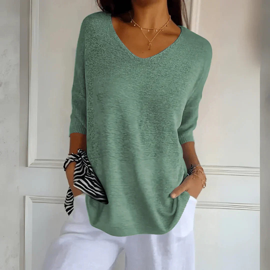 Relaxed Elegant Top – Lightweight Breathable V-Neck Blouse | Versatile Casual Wear
