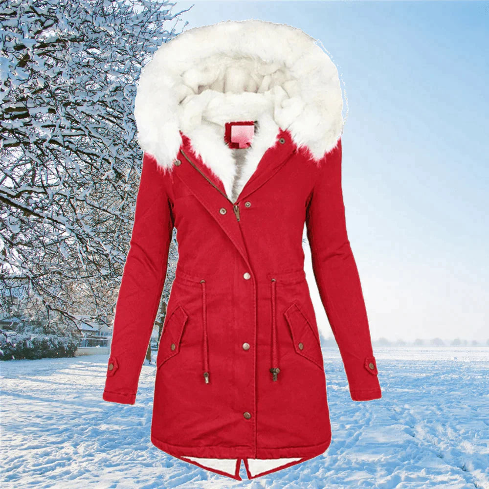 Hooded Fur Lined Jacket – Plus Size Winter Parka Coat With Adjustable Drawstring Waist