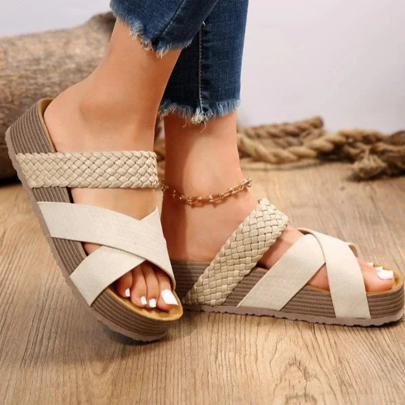 Orthopedic Comfort Sandals - Wide Fit Breathable Vegan Leather Platform Shoes