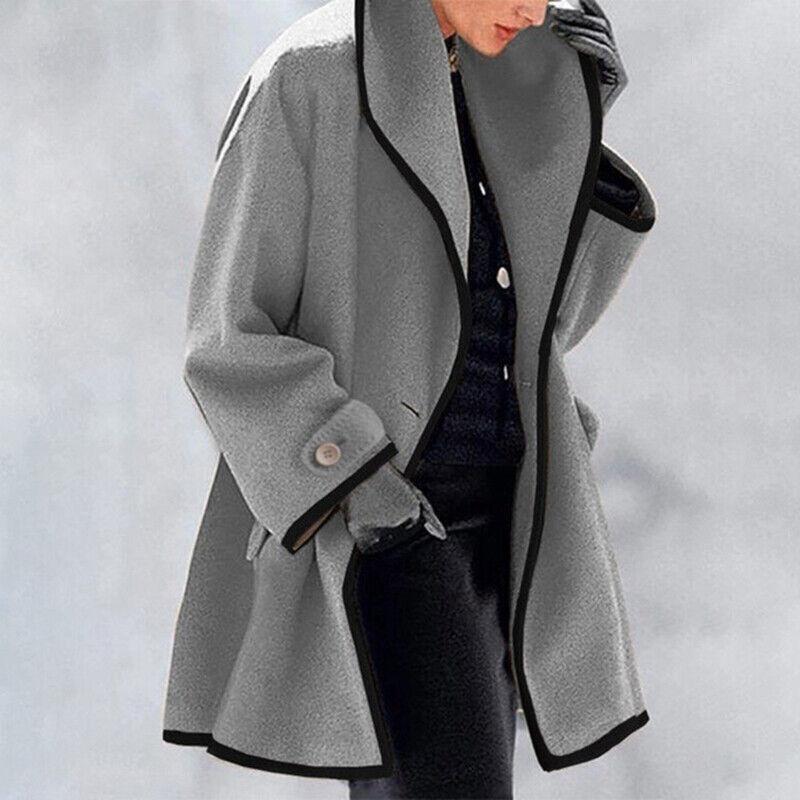 Two-Tone Statement Jacket – Women's Stylish Winter Coat with Button Closure