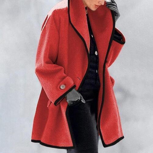 Two-Tone Statement Jacket – Women's Stylish Winter Coat with Button Closure
