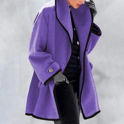 Two-Tone Statement Jacket – Women's Stylish Winter Coat with Button Closure