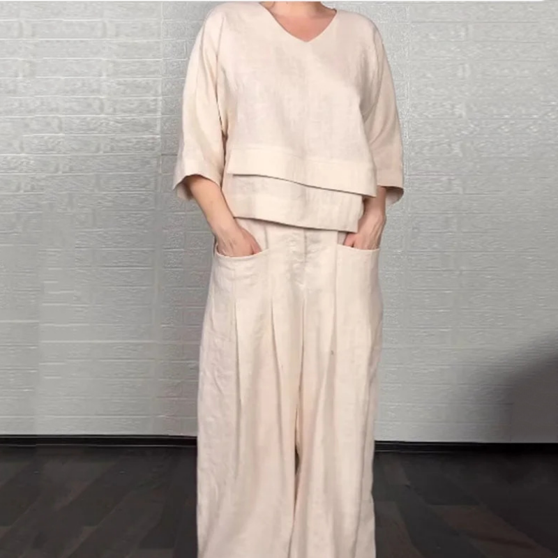 Casual Summer Set – Lightweight Cotton Linen Two-Piece Outfit | Breathable Fabric