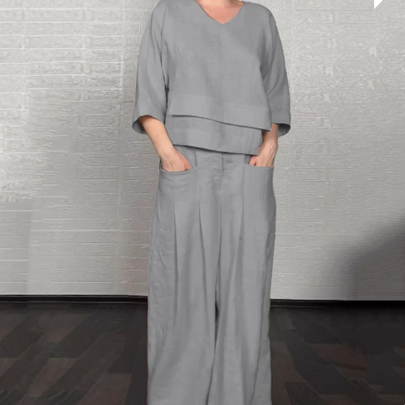 Casual Summer Set – Lightweight Cotton Linen Two-Piece Outfit | Breathable Fabric