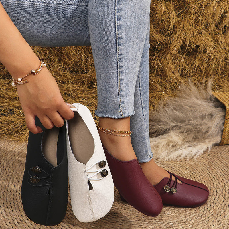 Comfort Flats For Women – Lightweight Vegan Leather Slip On Flats With All Day Cushion Support