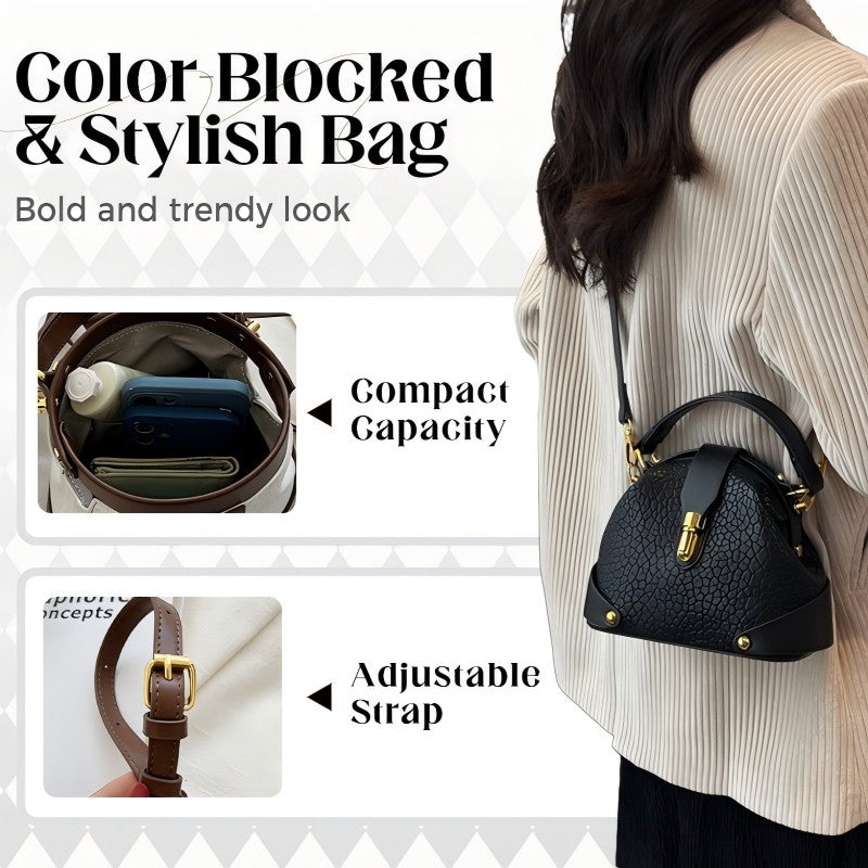 Trendy Block Bag – Structured Tote With Shoulder Strap & Organized Compartments