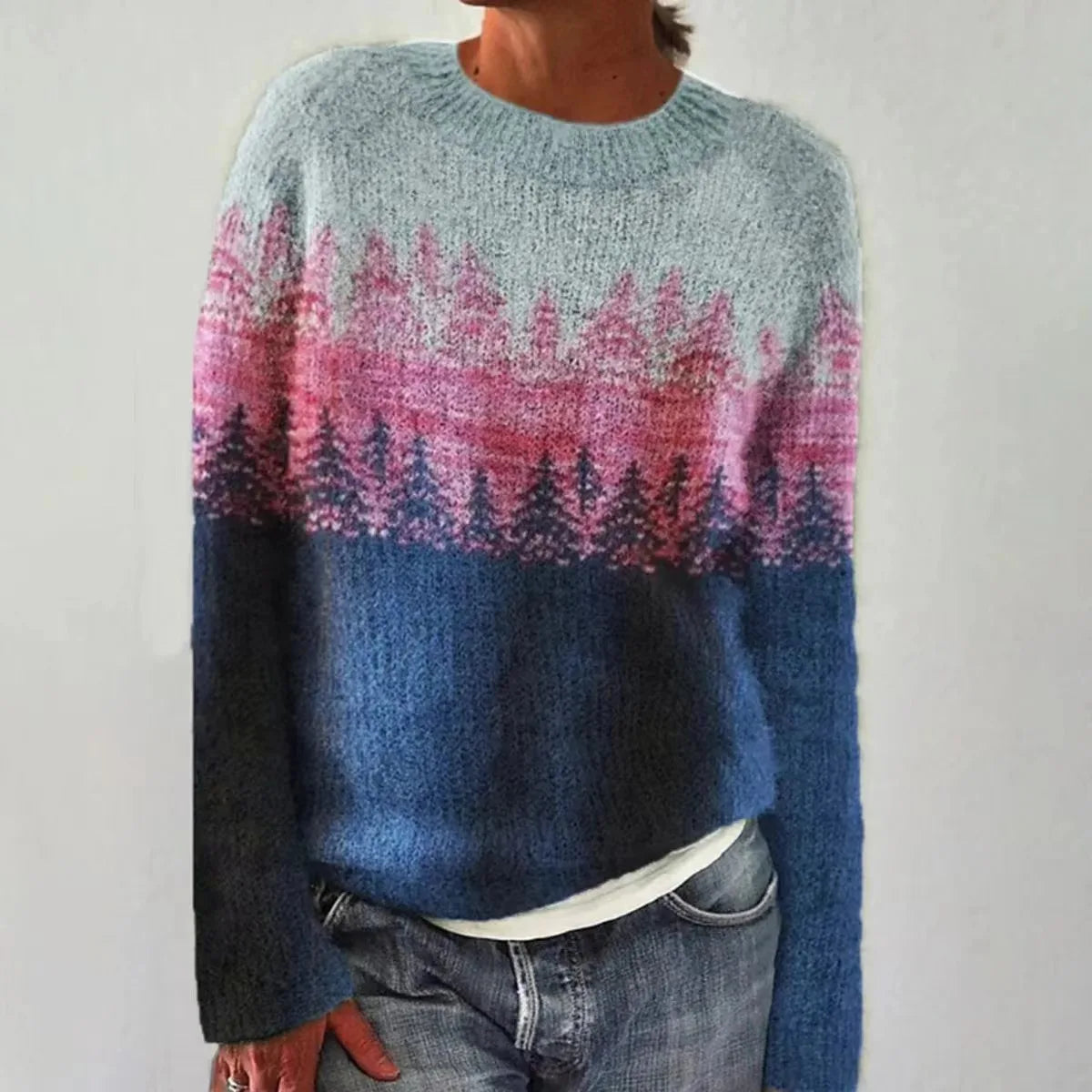 Cozy Yoke Knit Sweater – Nordic Pattern Jumper With Soft Wool Blend
