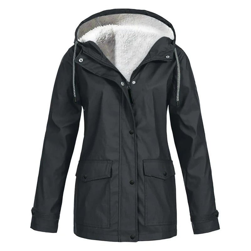 Windproof Rain Jacket – Women's Water Resistant Jacket with Adjustable Hood & Pockets