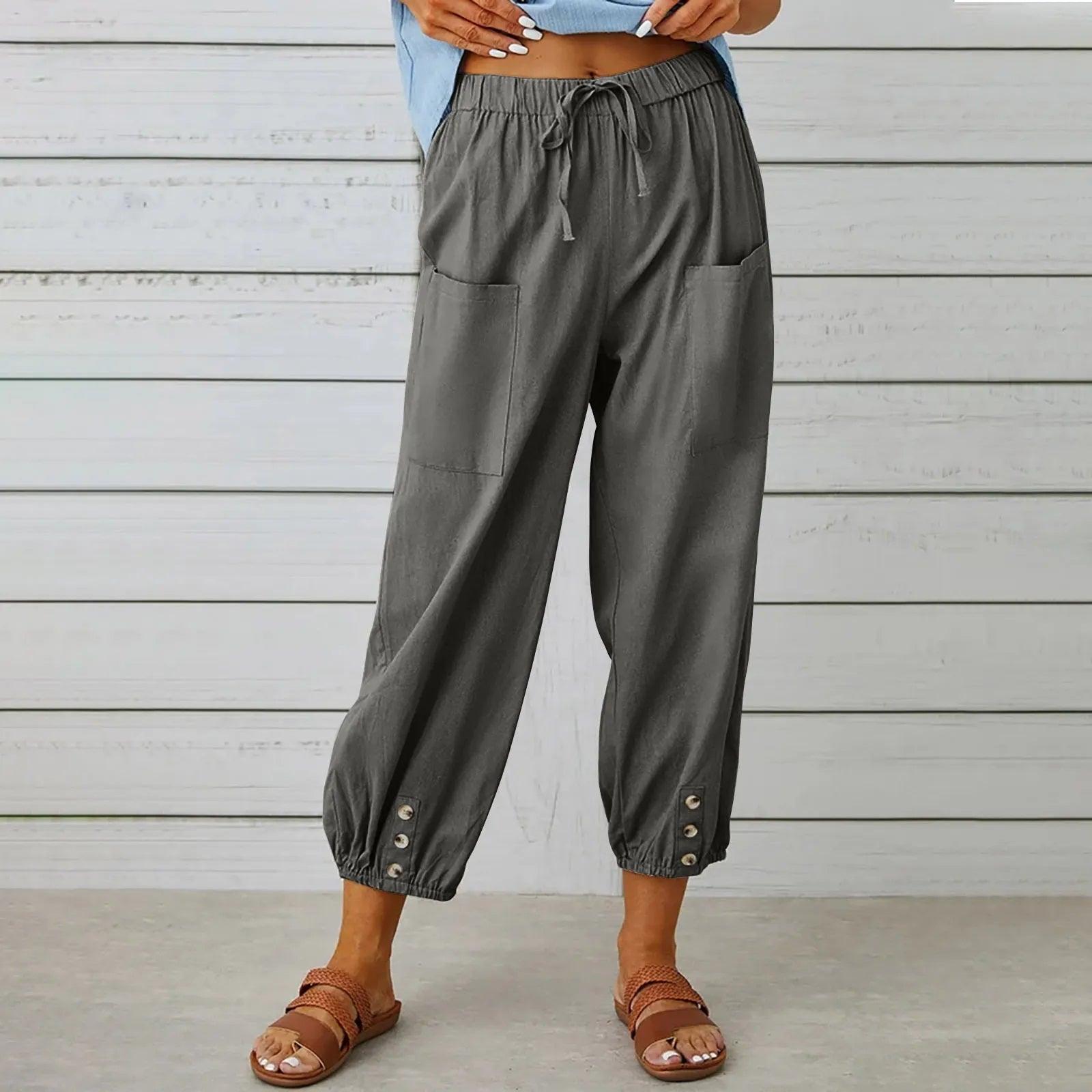 Women's Wide Leg Pants – Breathable Fabric Capri Pants With Relaxed Fit & Flowy Silhouette