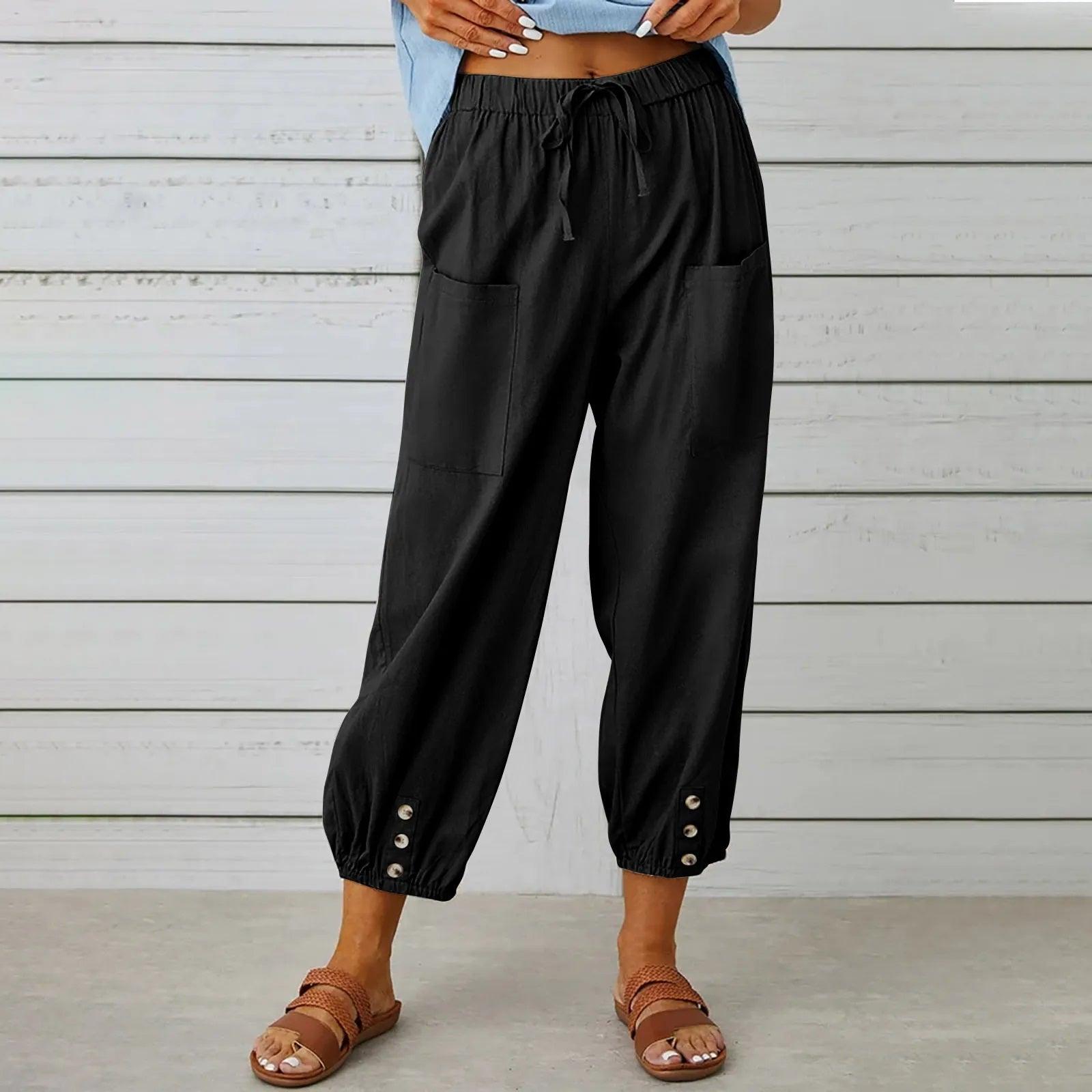 Women's Wide Leg Pants – Breathable Fabric Capri Pants With Relaxed Fit & Flowy Silhouette