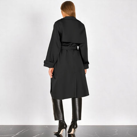 Comfortable Trench Coat – Classic Women's Belted Waist Outerwear Jacket
