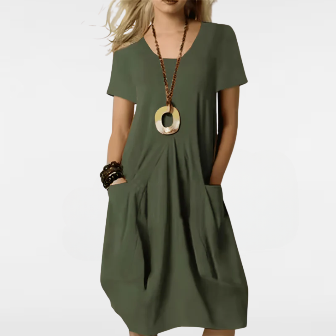 Elegant Loose Dress – Flowy Summer Office Dress With Breathable Fabric Blend