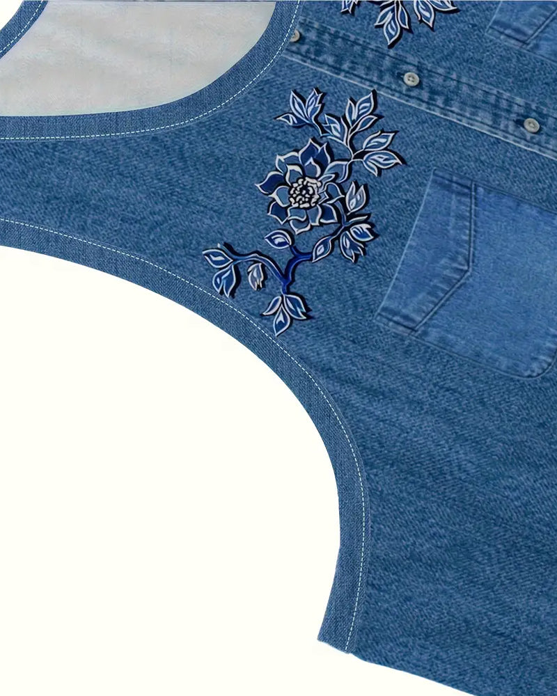 Sleeveless Denim Dress – Classic A-Line Casual Chic Dress in Premium Fabric