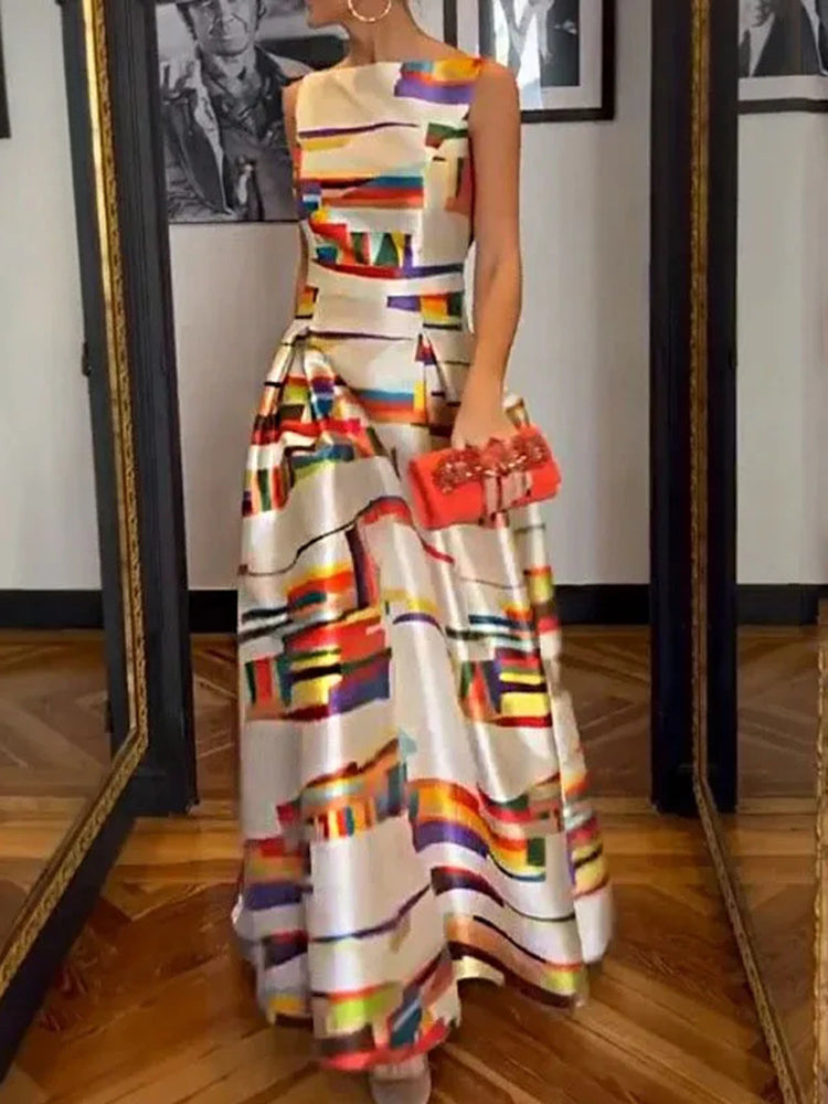 Geometric Maxi Dress – Lightweight Summer Dress With Bold Pattern & Flowing Silhouette