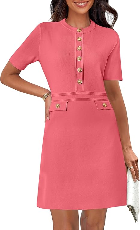 Elegant Knit Dress – Bodycon Figure Hugging Dress With Soft Stretchy Fabric