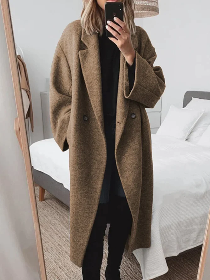 Classic Tailored Overcoat – Elegant Ladies Long Coat | Cotton Blend Warm Winter Outerwear