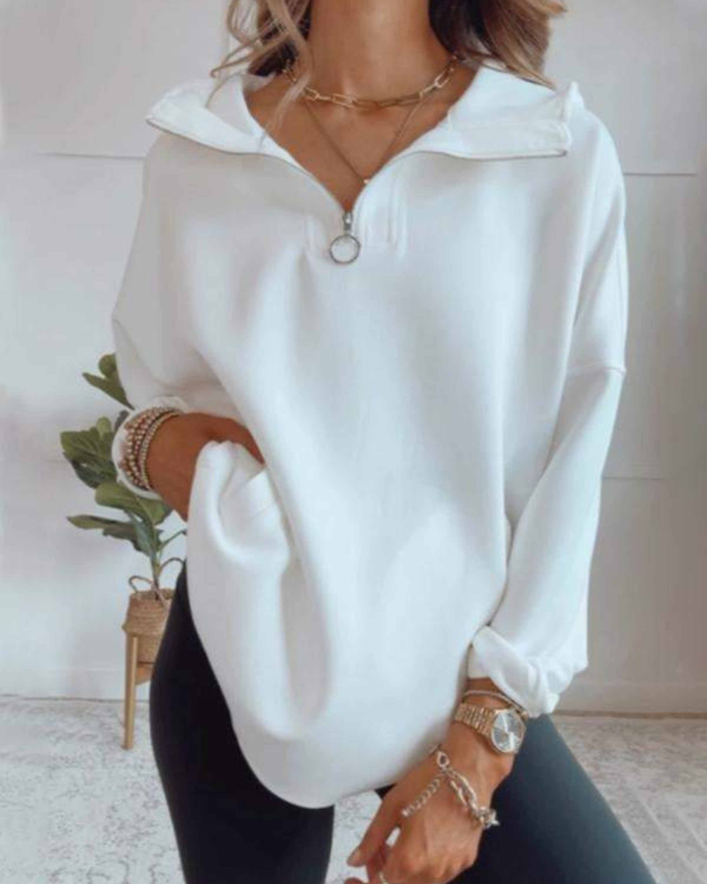 Oversized Comfy Hoodie - Quarter Zip Soft Hoodie for Cozy Casual Wear