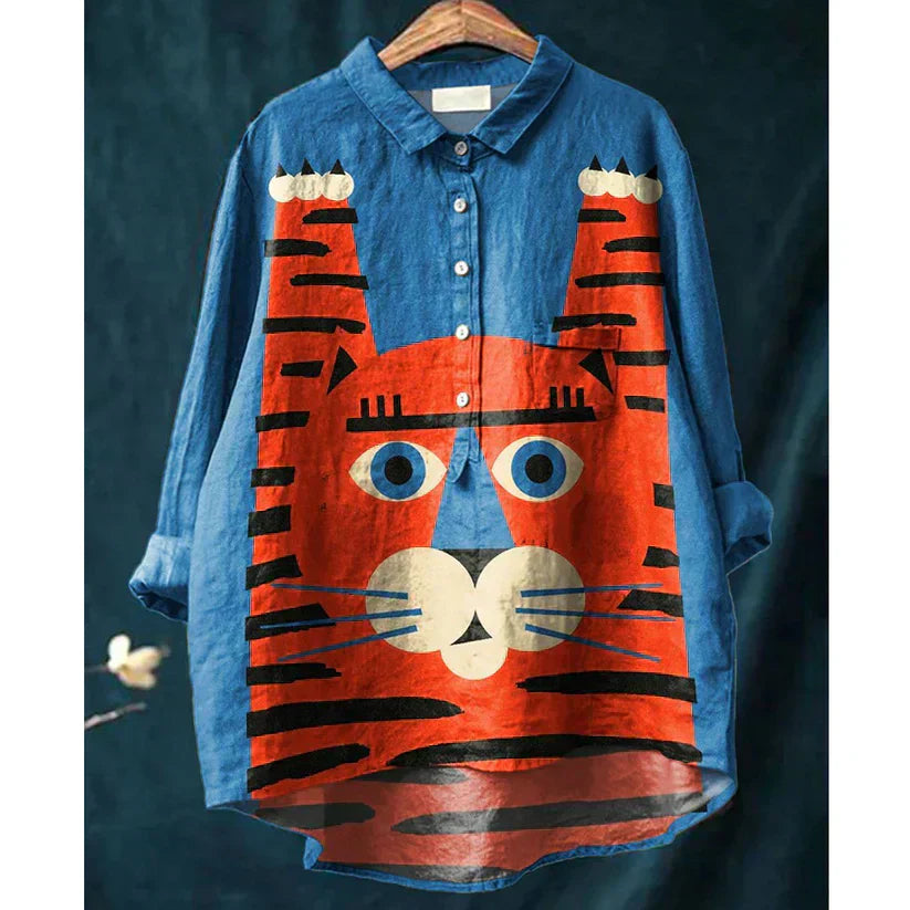 Cat Art Shirt – Unique Cat Design Shirt with Artistic Print & Long Sleeves