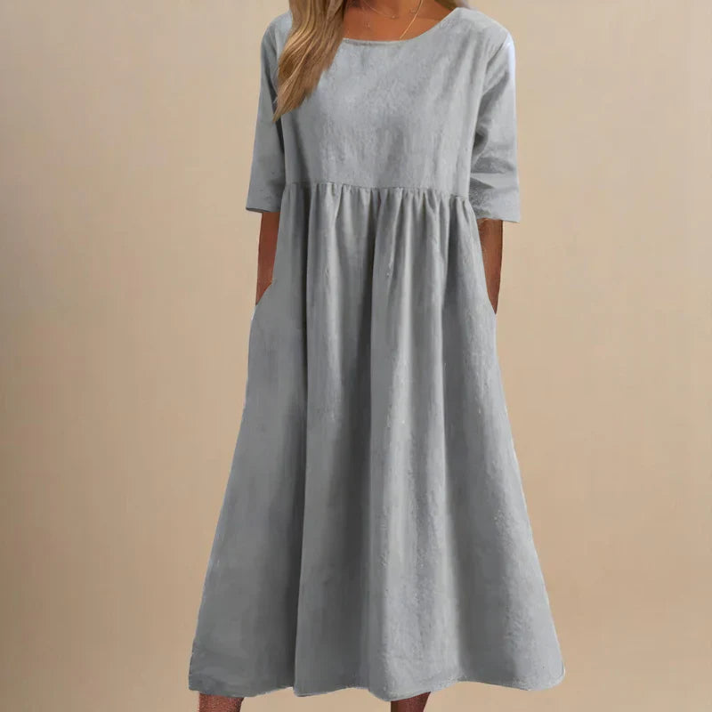 Flattering Everyday Dress – Comfortable A-Line Casual Summer Dress with Hidden Pockets