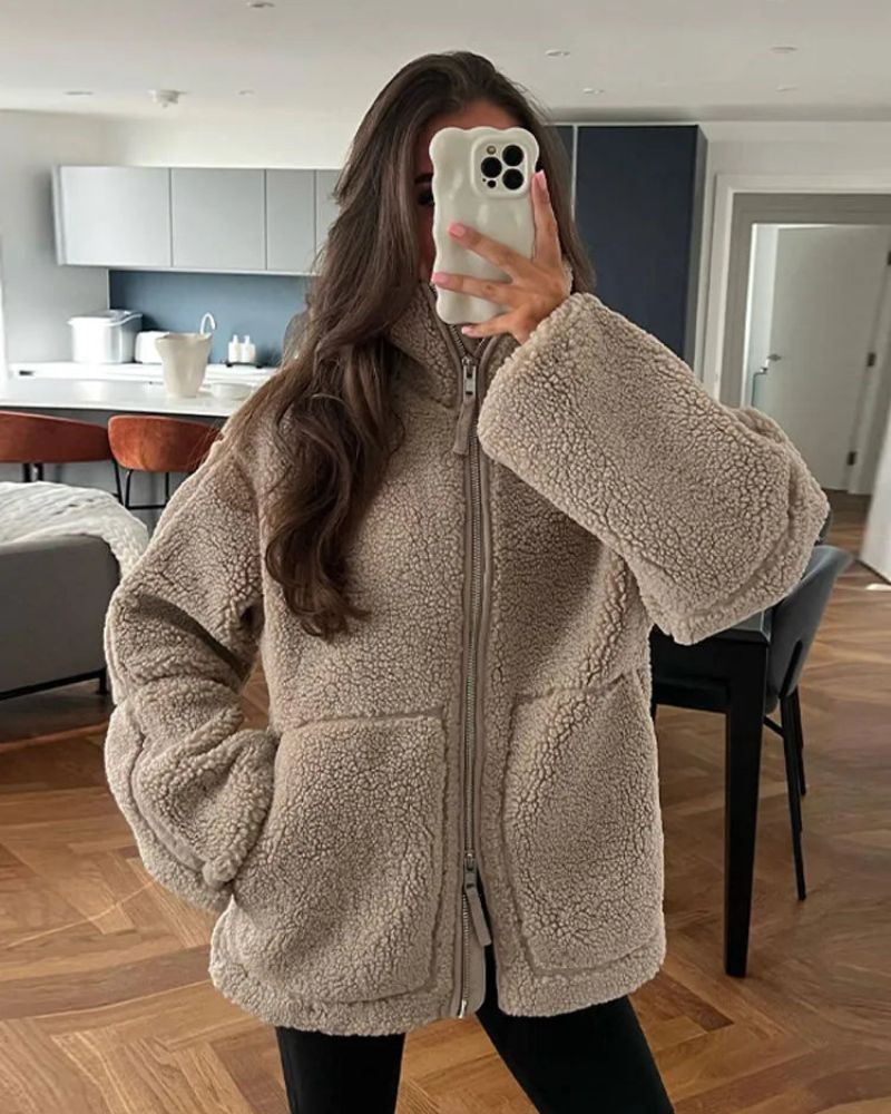 Stylish Teddy Jacket – Plush Fleece Coat | Cozy Winter Outerwear For Women