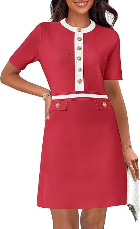 Elegant Knit Dress – Bodycon Figure Hugging Dress With Soft Stretchy Fabric