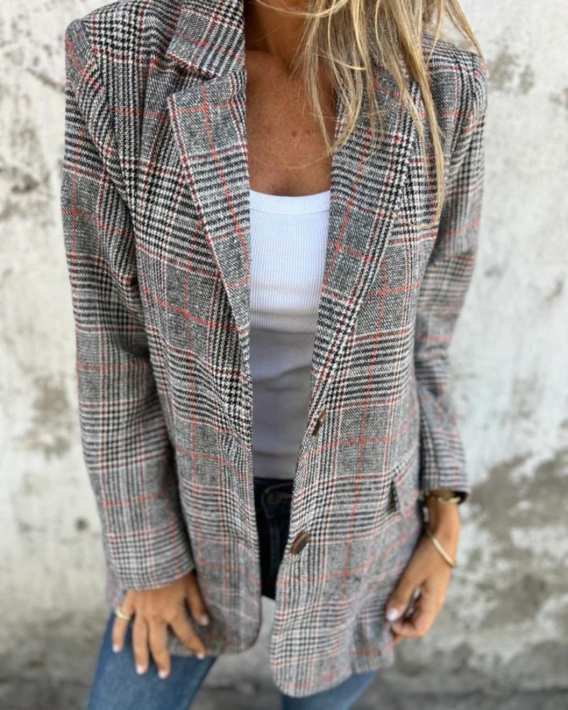 Timeless Checked Blazer – Women's Tailored Fit Winter Blazer Coat | Premium Comfort