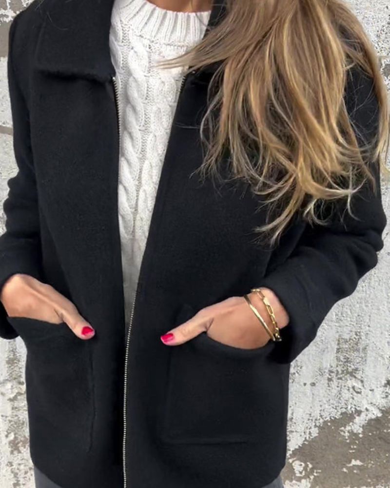 Women's Leisure Jacket - Lightweight Zip-Up Coat With Adjustable Hood & Side Pockets