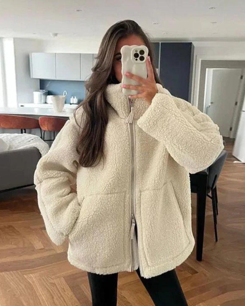 Stylish Teddy Jacket – Plush Fleece Coat | Cozy Winter Outerwear For Women