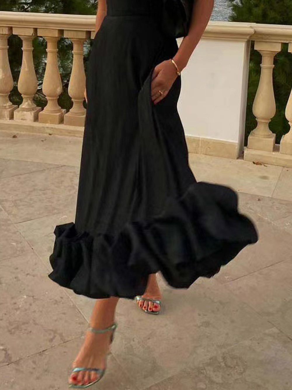 Flounce Maxi Dress | Elegant Maxi Silhouette Dress for Formal Occasions