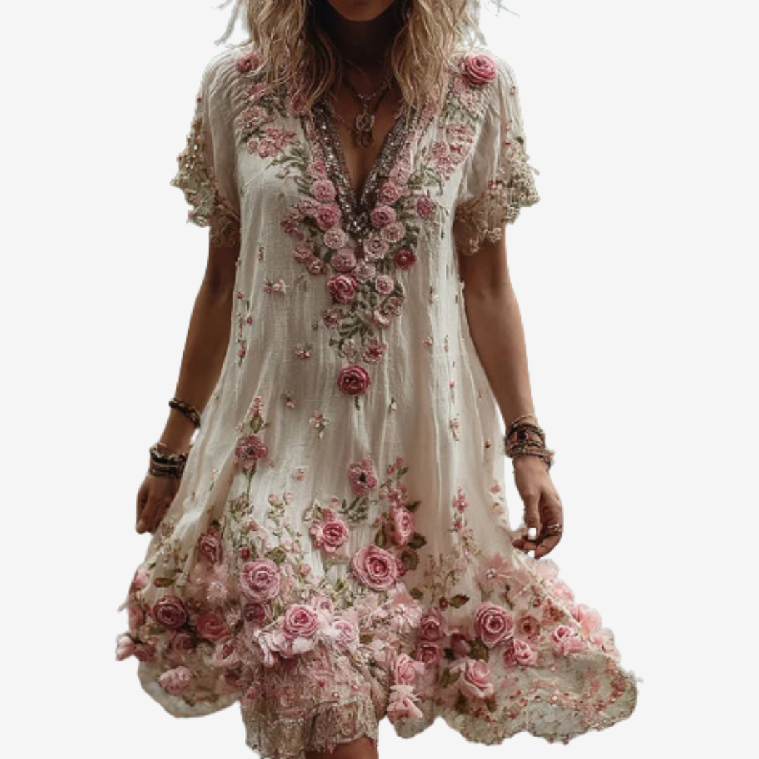 Summer Floral Dress – Lightweight Midi Dress With Romantic Floral Print