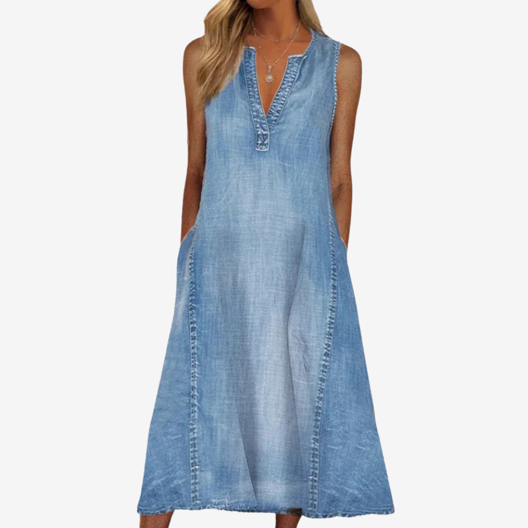 Midi Denim Skirt – Classic Tailored Fit With Front Slit | Premium Fabric