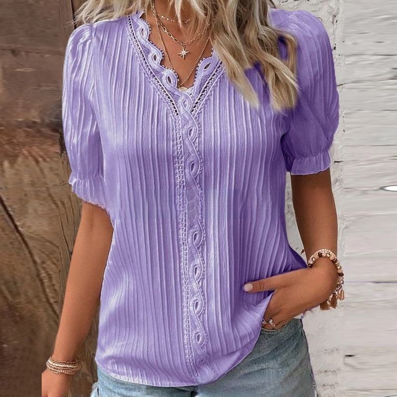 Chic Lace Trim Shirt – Lightweight Cotton Shirt With Sophisticated Lace Design