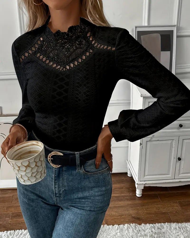 Lace Long Sleeve Top – Classic Lace Blouse With Feminine Design & Flattering Fit
