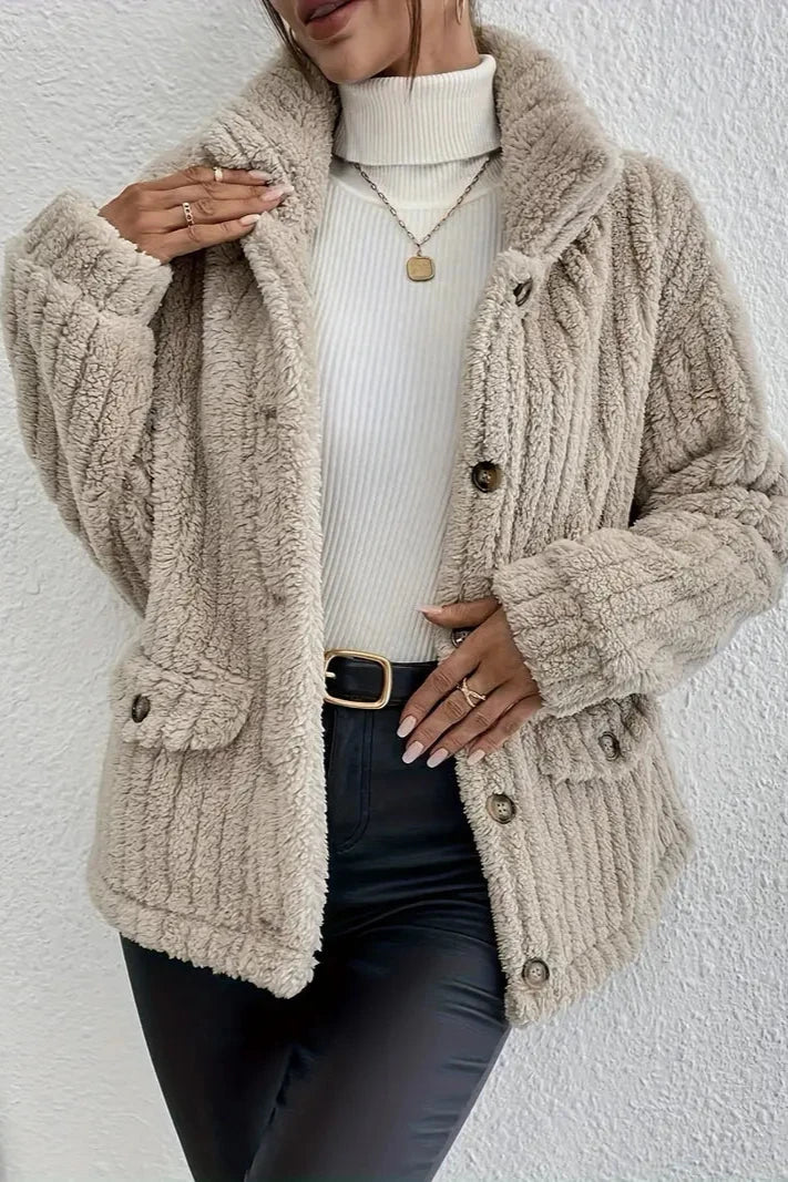 Velvet Button Cardigan – Double Sided Cozy Velvet Sweater With Single Row Buttons