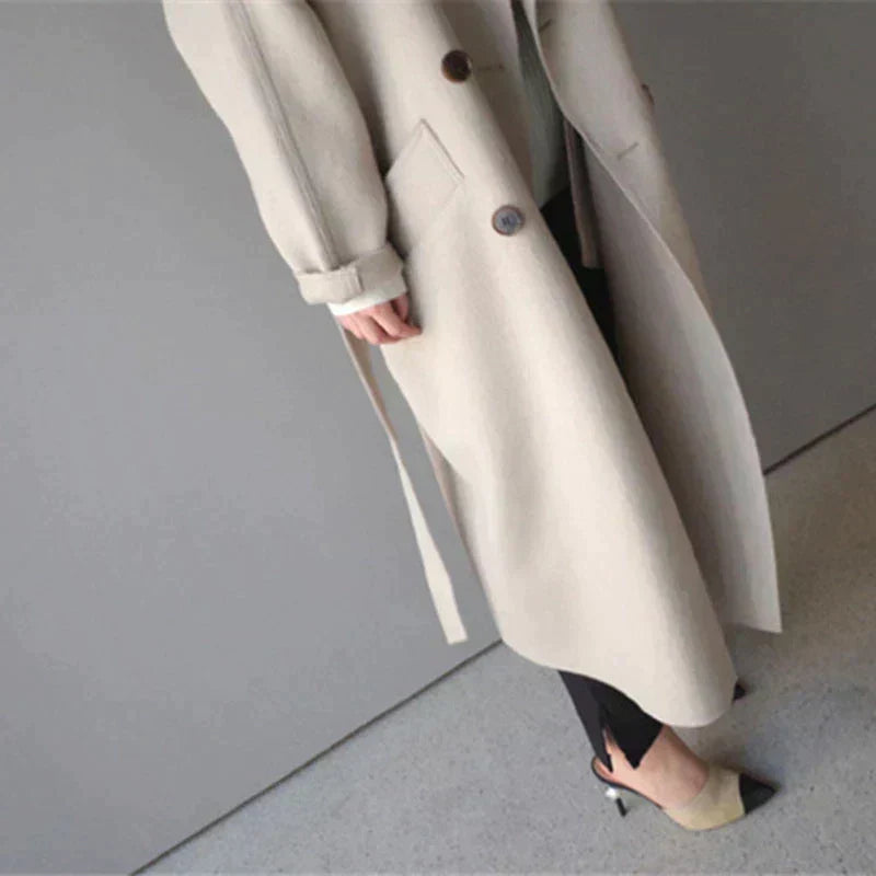 Longline Wool Coat – Classic Winter Outerwear Women’s Warm Insulated Jacket