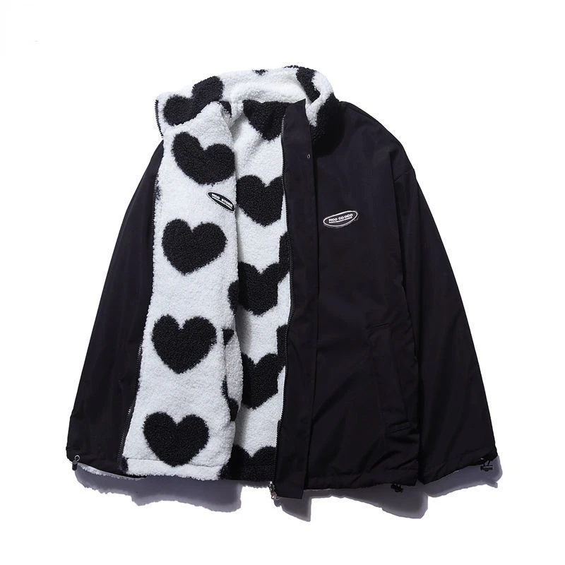 Double-Sided Heart Jacket – Stylish Women's Winter Coat With Playful Heart Design