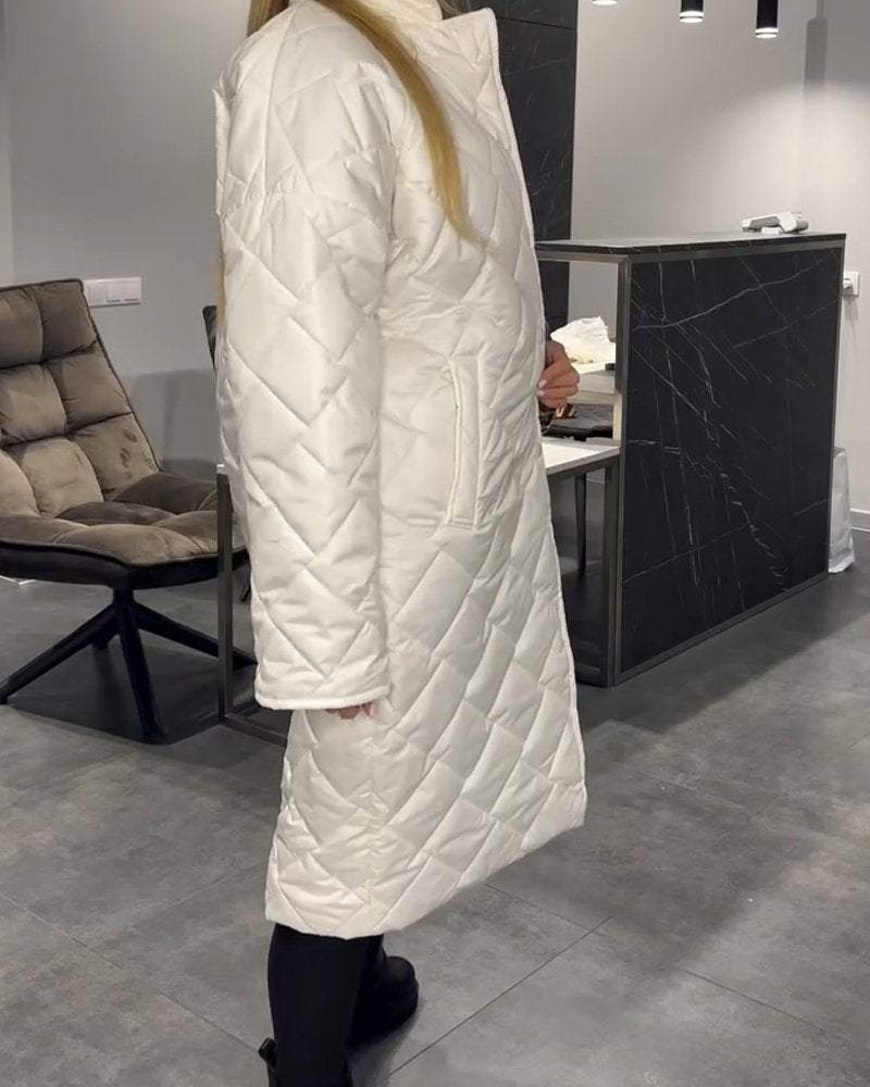 Mid-Length Lapel Coat – Classic Tailored Women's Winter Coat With Durable Fabric