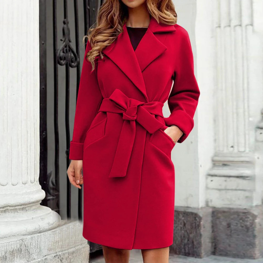 Women's Winter Trench Coat - Elegant Long Warm Coat With Tailored Fit
