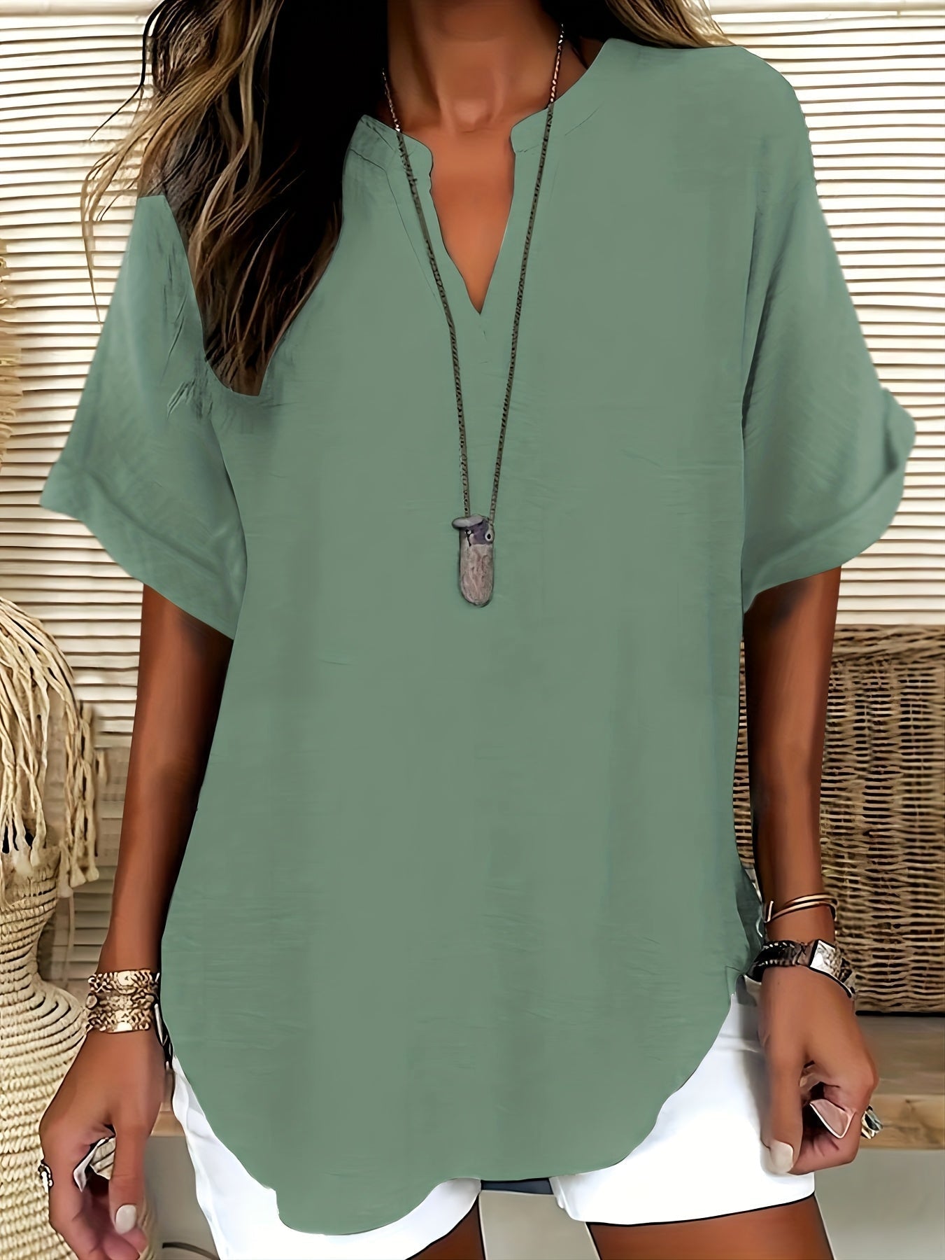Soft Elegance Top – Lightweight Women's Blouse with Elegant Drape Design