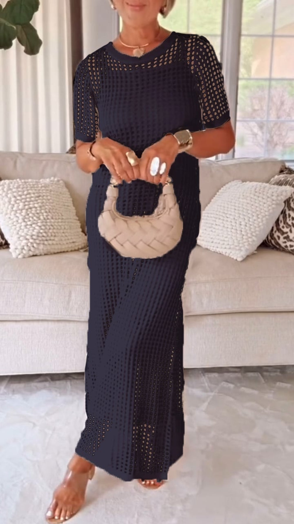 Boat Neck Dress – Elegant Two-Piece Women's Dress Set with Matching Skirt