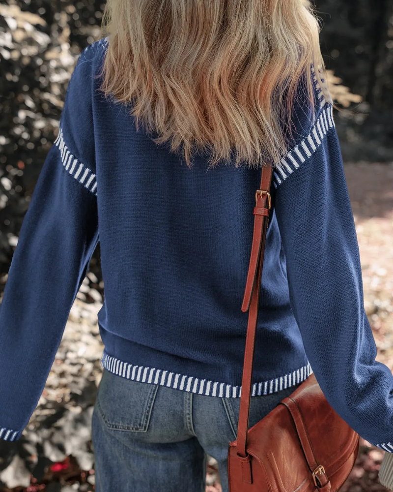 Stylish Sweater - Black Striped Casual Knitwear With Soft Cozy Fit