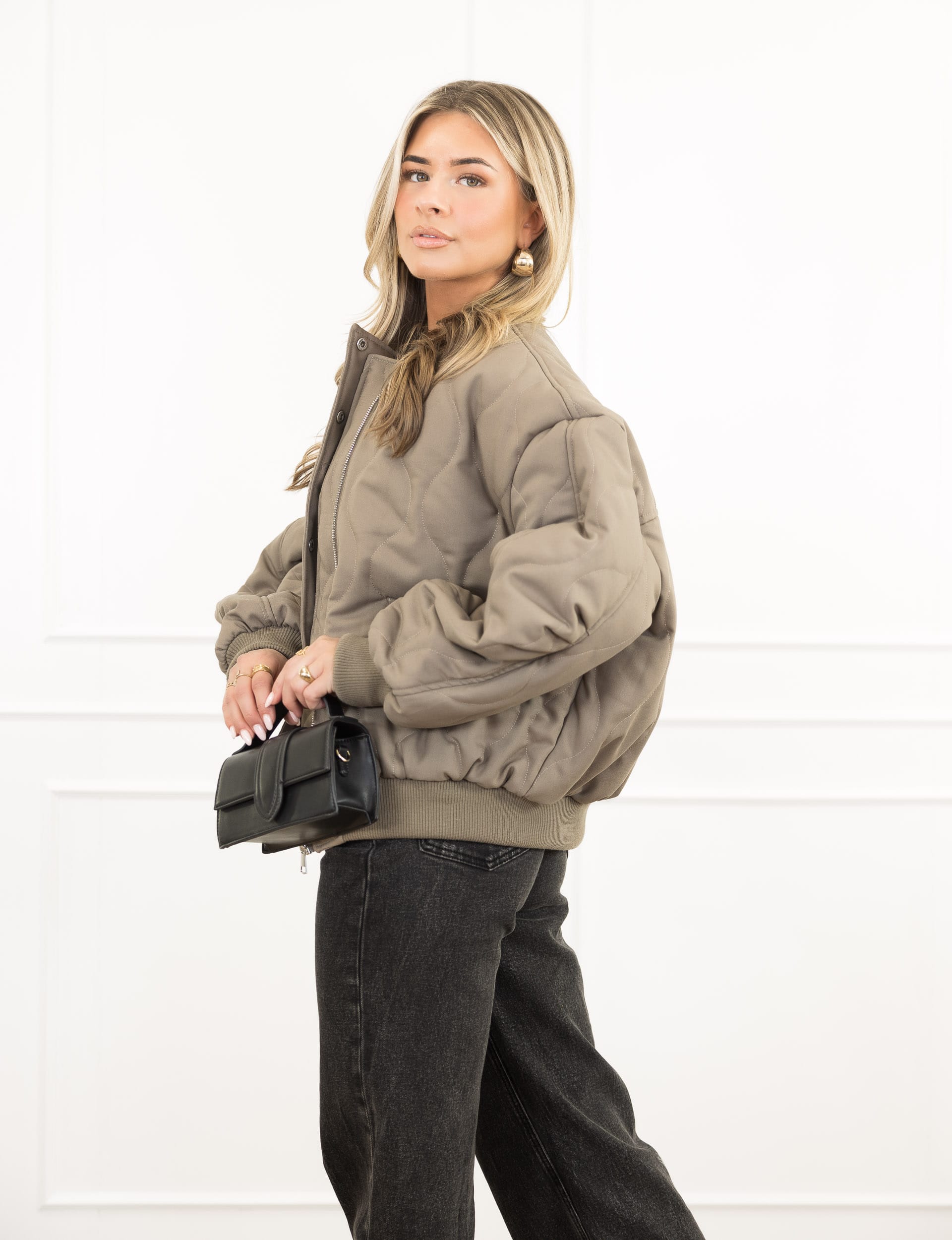 Elegant Taupe Jacket – Women's Tailored Fit Office Wear Blazer With Structured Look