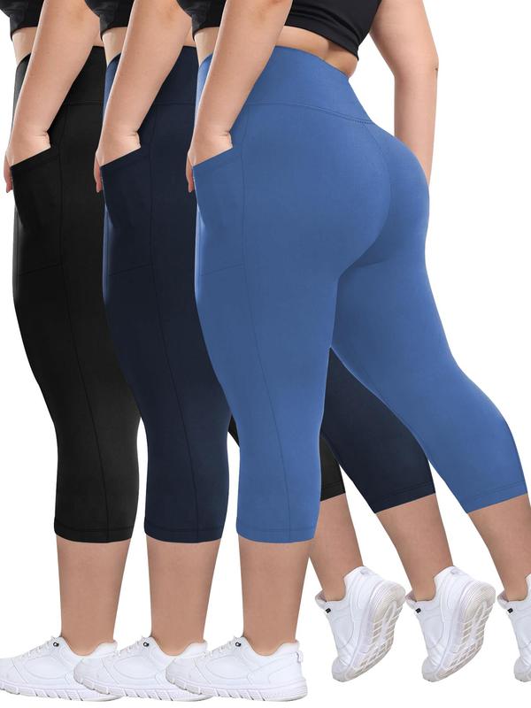 Breathable Capris – 3 Pack High Waisted Activewear Leggings with Moisture Wicking Fabric