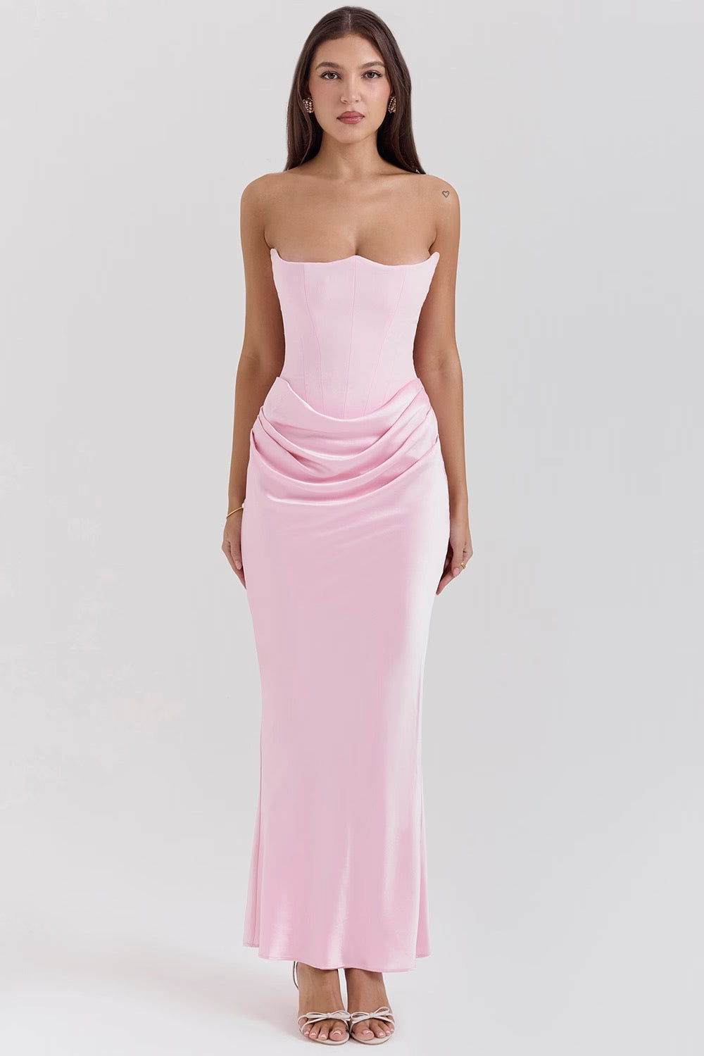 Strapless Party Dress – Elegant Retro Solid Color Cocktail Dress for Women