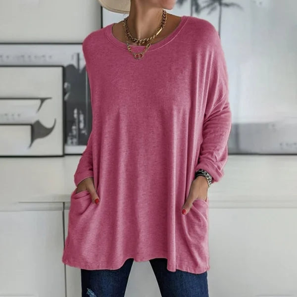 Relaxed Long Sleeve Top – Flattering Drape Fit, Lightweight Breathable Fabric