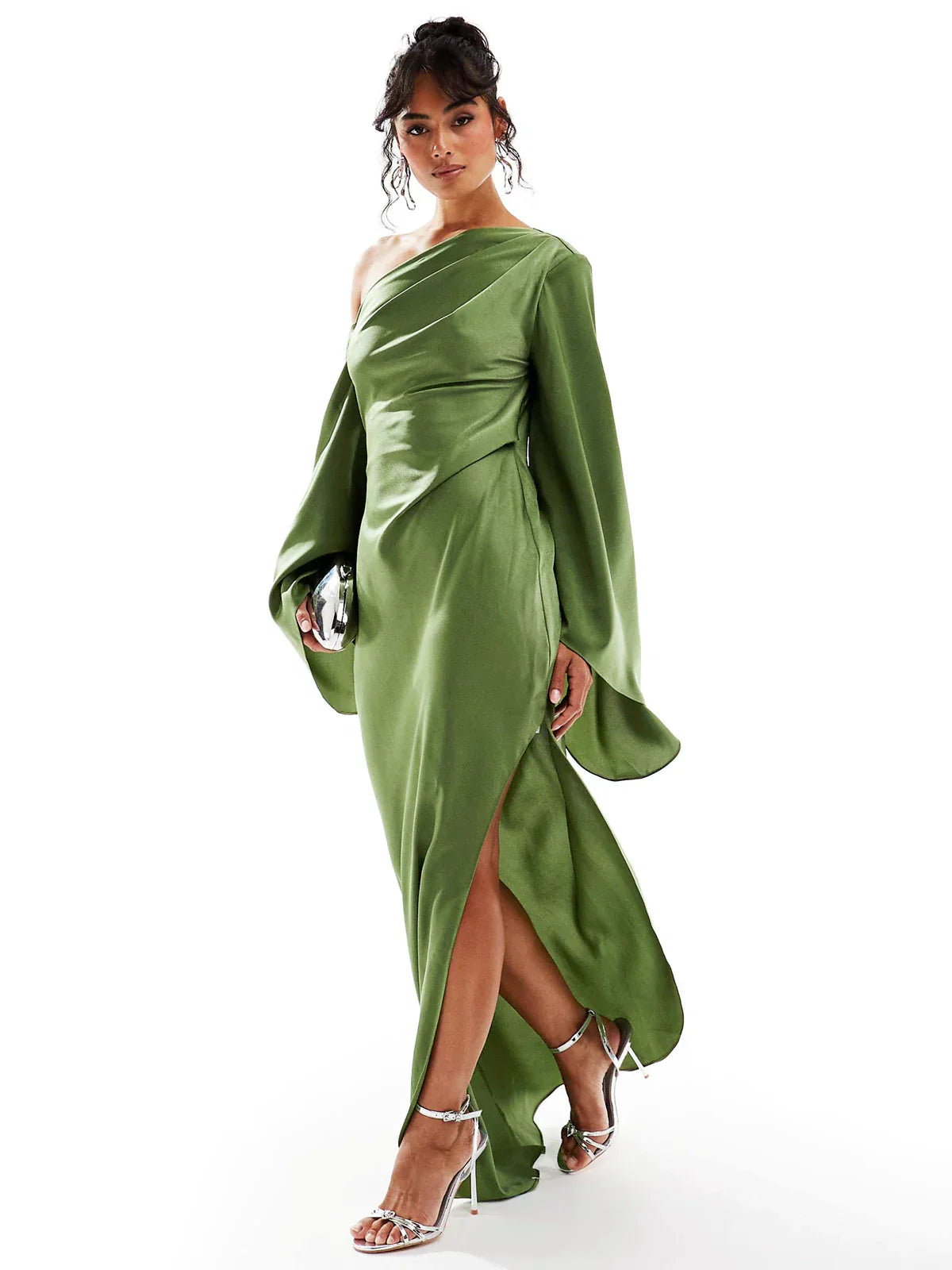 Satin Flow Maxi Dress – Elegant Evening Gown With Elongating Silhouette