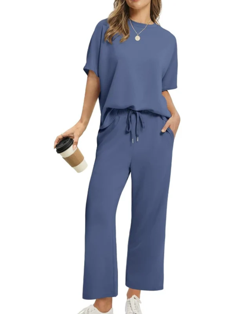 Soft Casual Set – Women's Loungewear Two-Piece With Matching Top & Pants
